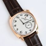 High Quality Vacheron Constantin Patrimony Replica White Dial Brown Leather Strap Watch